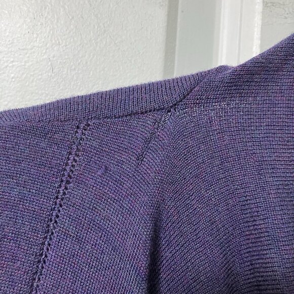 Ellen Tracy Cardigan Womens S Extra Fine Merino Wool Purple Waterfall Open Front - Picture 4 of 8